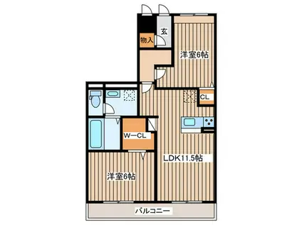 グレイスコート湘南(2LDK/2階)の間取り写真