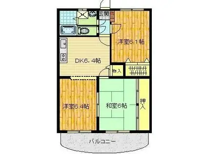 ユーミー桜(3DK/2階)の間取り写真