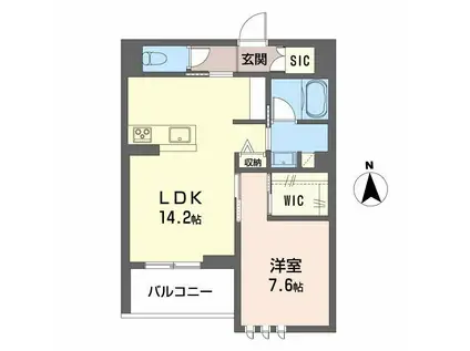 フェリシア(1LDK/4階)の間取り写真