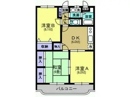 ユーミーエルグランデ(3DK/3階)の間取り写真