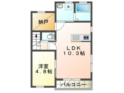 シャルマン(1LDK/2階)の間取り写真