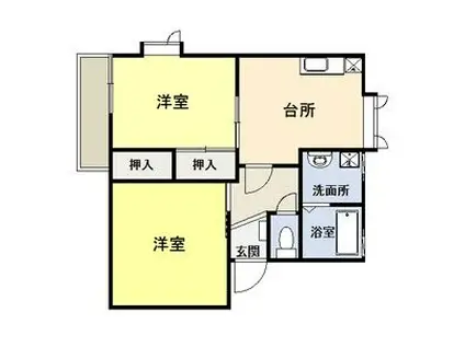 アミューズタウンE(2DK/2階)の間取り写真