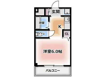リバティーハイツ(1K/2階)の間取り写真