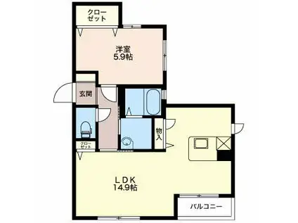 カーサ・フェリーチェA(1LDK/2階)の間取り写真