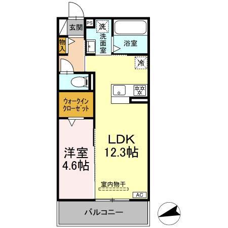 D-HILLS佐藤III(1LDK/3階)の間取り写真