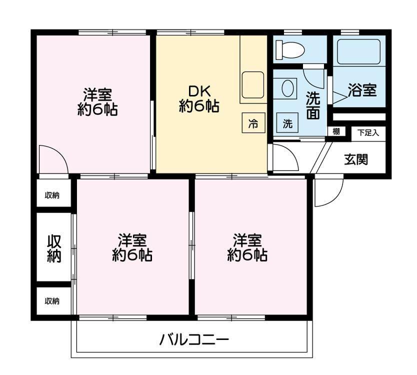 セトル広尾A(3DK/1階)の間取り写真