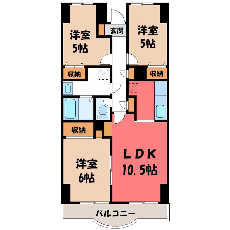 グランドバレー(3LDK/5階)の間取り写真