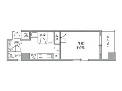 ボヌール千田(1K/4階)の間取り写真