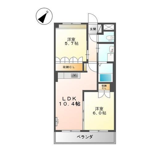 メサイア(2LDK/2階)の間取り写真