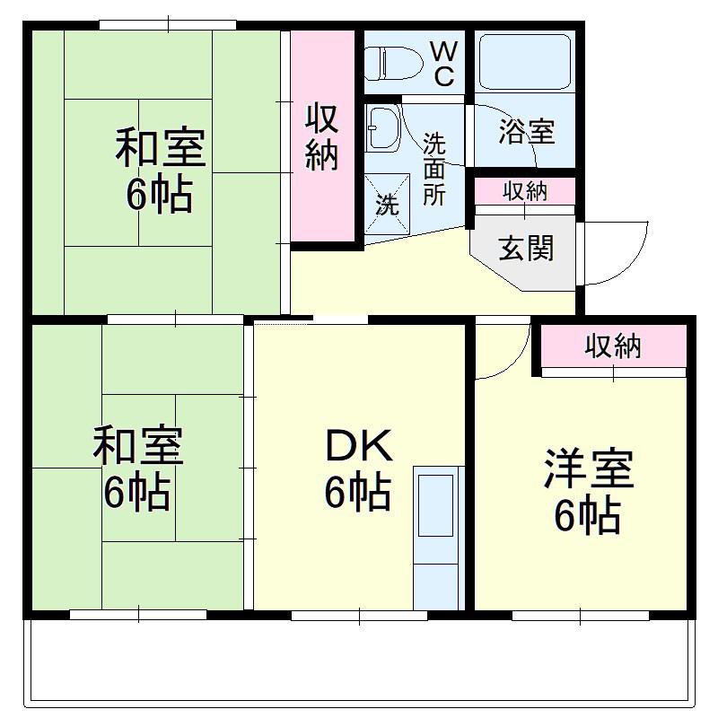 サンハイツ四ッ池A(3DK/2階)の間取り写真