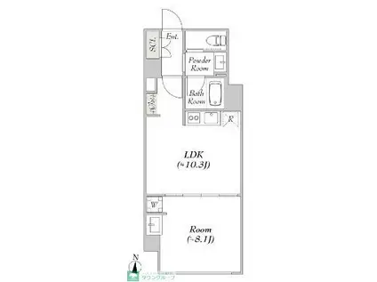 ルミーク北千住(1LDK/1階)の間取り写真