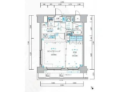 ベルシード梅島 ブランシュ(1LDK/9階)の間取り写真