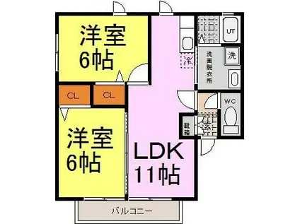 BIRDLANDたまでA・B(2LDK/1階)の間取り写真