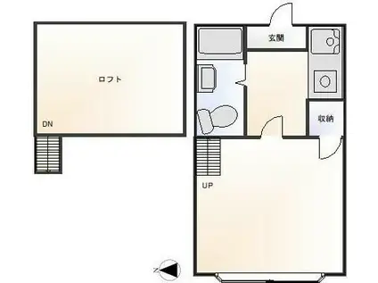 ペアパレス新堀(ワンルーム/1階)の間取り写真