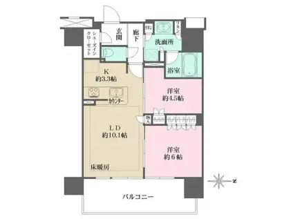 リニアゲートタワー名古屋(2LDK/4階)の間取り写真