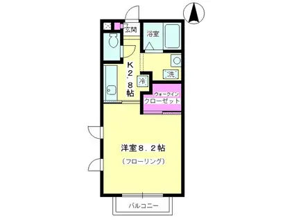 メゾンドフォンティーヌB(1K/1階)の間取り写真