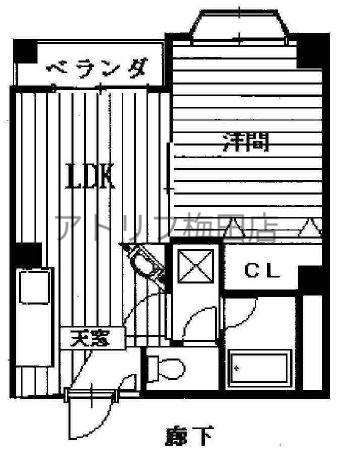 メゾン阪下(1LDK/4階)の間取り写真