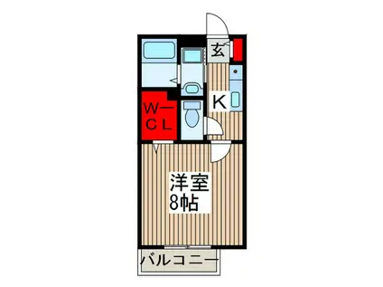 バンブーヴィラージュ(1K/1階)の間取り写真