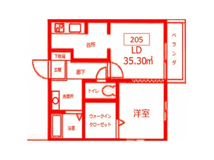 エクセルカーサ立場(1LDK/1階)の間取り写真