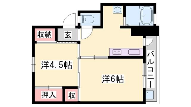 ビレッジハウス十王堂(2K/2階)の間取り写真