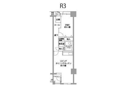 京急本線 神奈川駅 徒歩7分 12階建 築32年(1LDK/8階)の間取り写真