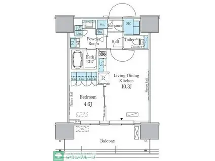 HARUMI FLAG PORT VILLAGE C棟(1LDK/5階)の間取り写真