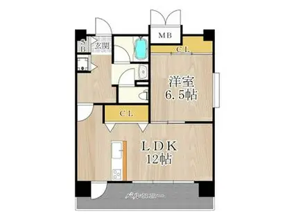 CITY SPIRE桜川I(1LDK/4階)の間取り写真