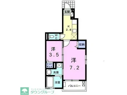 ベルコロレII(2K/1階)の間取り写真