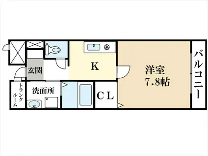 クレール興戸(1K/2階)の間取り写真