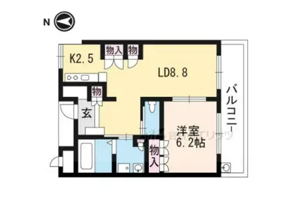 グランデ上牧(1LDK/1階)の間取り写真