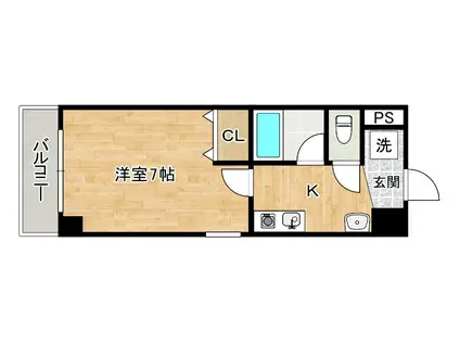 吉野町ワンルームマンション(1K/1階)の間取り写真