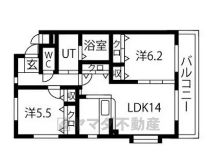 シャルマンテール(2LDK/1階)の間取り写真