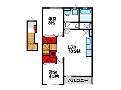 プラークティコII(2LDK/2階)の間取り写真