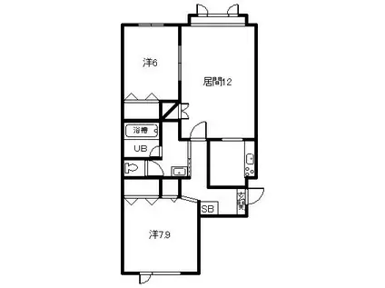 プレズィール春光A・B(2LDK/2階)の間取り写真