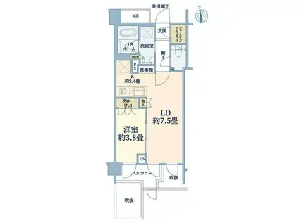 オープンレジデンシア神楽坂プレイス(1LDK/1階)の間取り写真