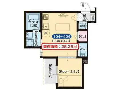 メゾンプラーナ笠屋(1LDK/4階)の間取り写真