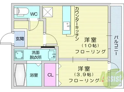 WISTERIA森林公園(1LDK/1階)の間取り写真