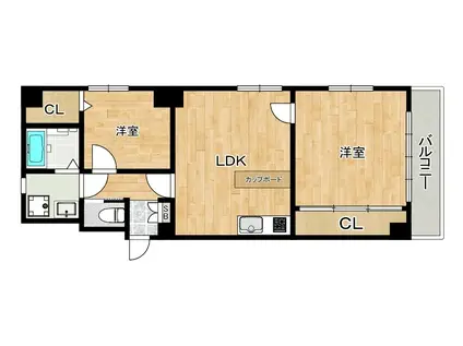 池上公園ビル(2LDK/2階)の間取り写真