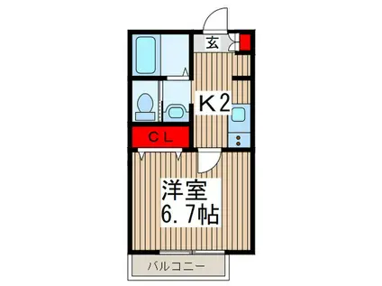 COZY鳩ヶ谷(1K/2階)の間取り写真