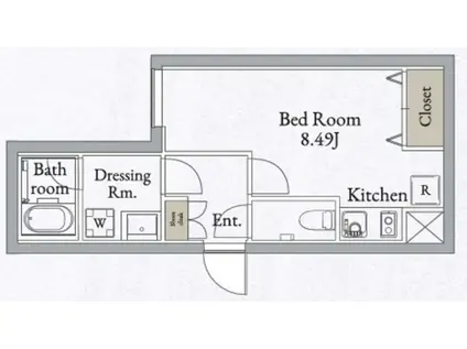 ライブフラット高田馬場(ワンルーム/2階)の間取り写真