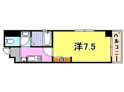 M・PARK・ウエスト(1K/5階)の間取り写真