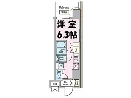 ソライエアイル越谷蒲生(1K/9階)の間取り写真
