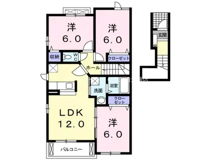 ライラック B(3LDK/2階)の間取り写真