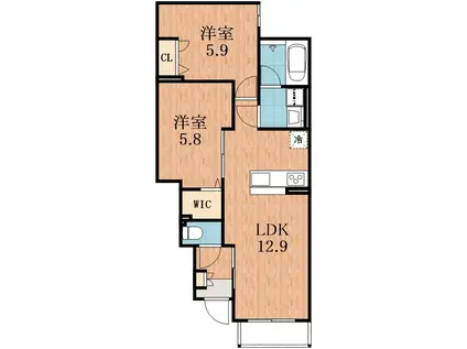 DEMEURE CRECIA II(1SLDK/1階)の間取り写真