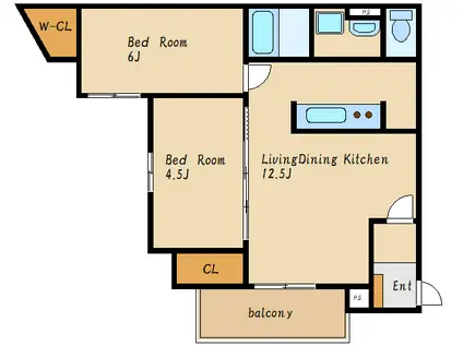 パロス大観町アルデア(2LDK/1階)の間取り写真