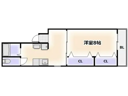 サンロイヤル文の里(1DK/3階)の間取り写真