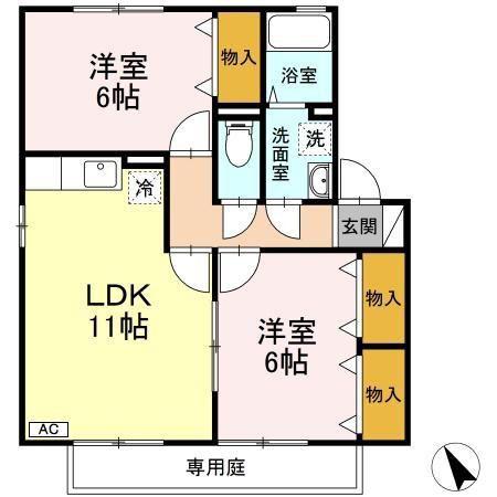 セジュール深川 A棟(2LDK/1階)の間取り写真