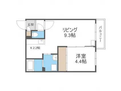 MIAMOGLIE SHINSAPPORO(1LDK/1階)の間取り写真