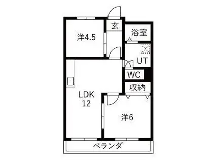 コトブキ第1ビル(2LDK/3階)の間取り写真