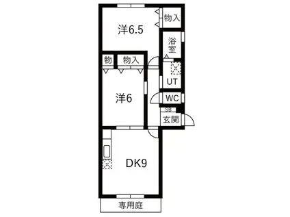 オラシオン(2DK/1階)の間取り写真